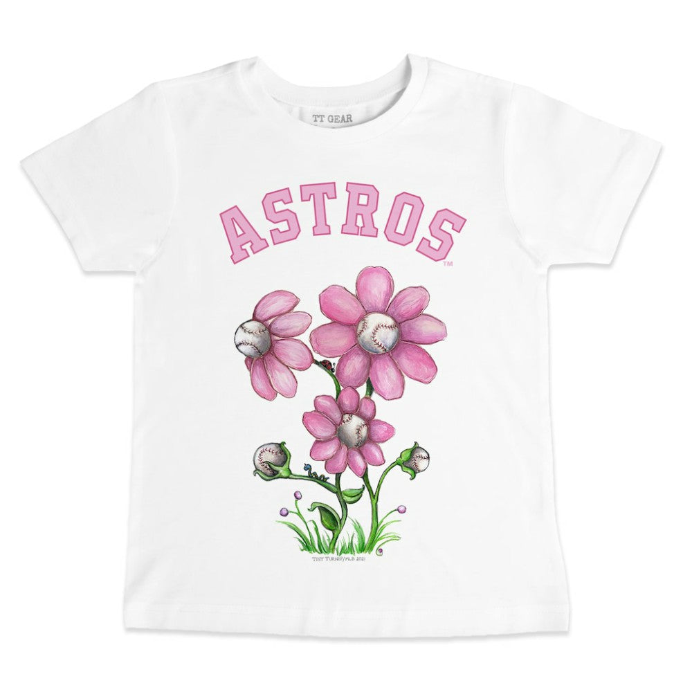 Houston Astros Tiny Turnip Youth Blooming Baseballs T-Shirt - White T-shirts
