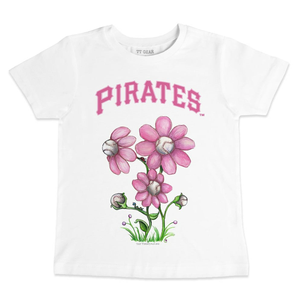 Pittsburgh Pirates Tiny Turnip Youth Blooming Baseballs T-Shirt - White T-shirts