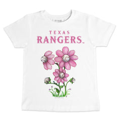 Texas Rangers Tiny Turnip Youth Blooming Baseballs T-Shirt - White T-shirts