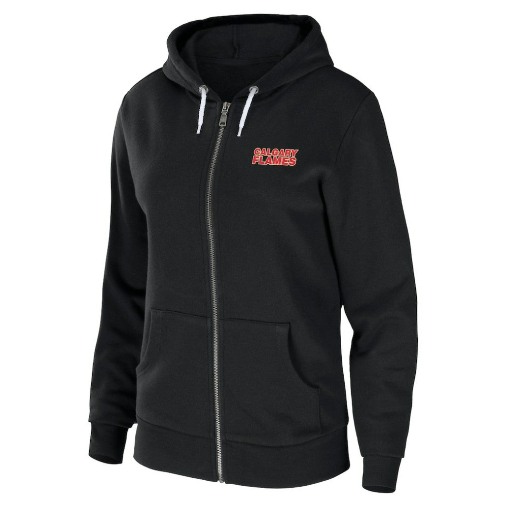 Calgary Flames WEAR by Erin Andrews Women's Sponge Fleece Full-Zip Hoodie - Black | US 4762597
