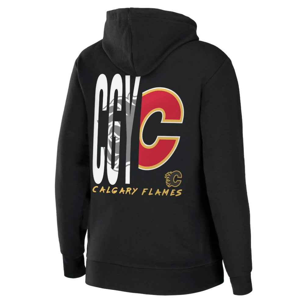 Calgary Flames WEAR by Erin Andrews Women's Sponge Fleece Full-Zip Hoodie - Black | US 4762597