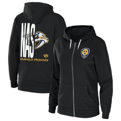 Nashville Predators WEAR by Erin Andrews Women's Sponge Fleece Full-Zip Hoodie - Black | US 4762604