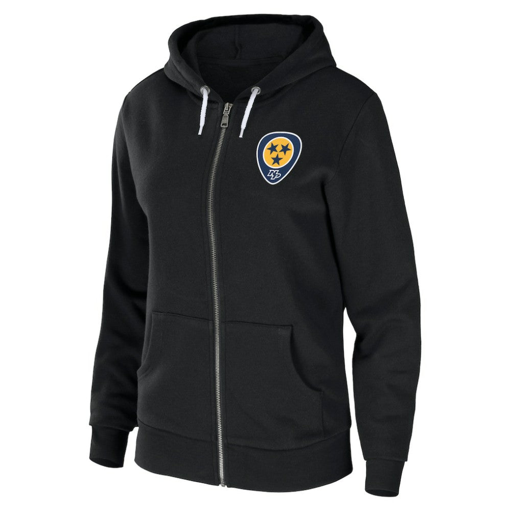 Nashville Predators WEAR by Erin Andrews Women's Sponge Fleece Full-Zip Hoodie - Black | US 4762604