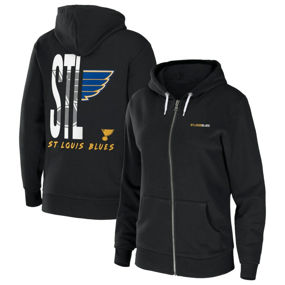 St. Louis Blues WEAR by Erin Andrews Women's Sponge Fleece Full-Zip Hoodie - Black | US 4762610