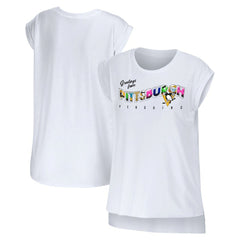 Pittsburgh Penguins WEAR by Erin Andrews Women's Greetings From Muscle T-Shirt - White | US 4762634
