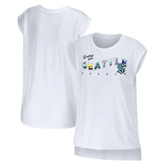 Seattle Kraken WEAR by Erin Andrews Women's Greetings From Muscle T-Shirt - White | US 4762638