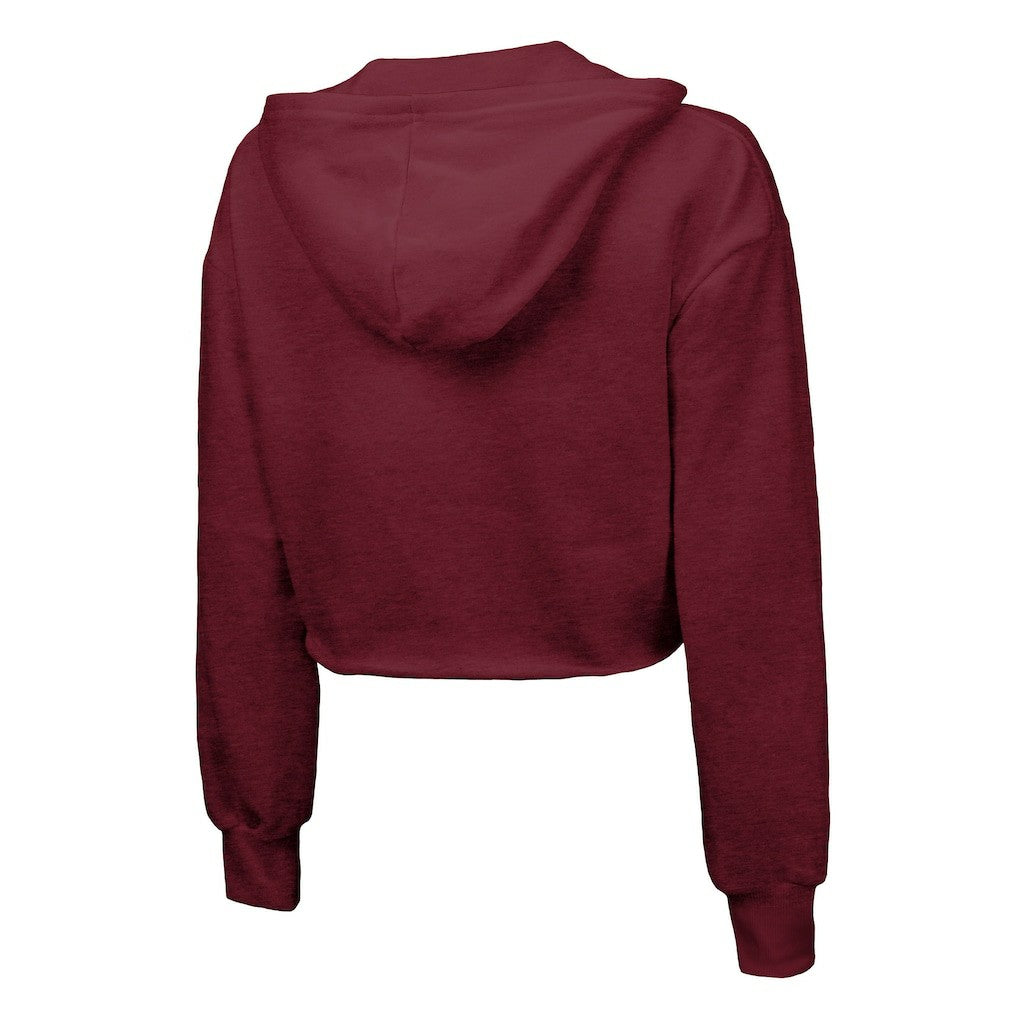 Washington Commanders Majestic Threads Women's Bling Tri-Blend Cropped Pullover Hoodie - Burgundy Hoodies