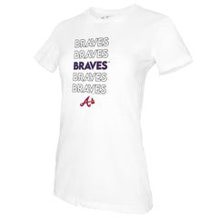 Atlanta Braves Tiny Turnip Women's Stacked T-Shirt - White T-shirts
