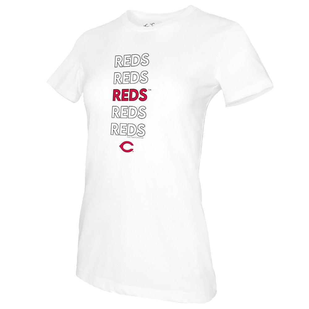 Cincinnati Reds Tiny Turnip Women's Stacked T-Shirt - White T-shirts