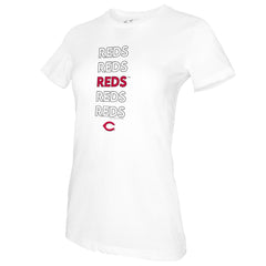 Cincinnati Reds Tiny Turnip Women's Stacked T-Shirt - White T-shirts