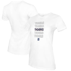 Detroit Tigers Tiny Turnip Women's Stacked T-Shirt - White T-shirts