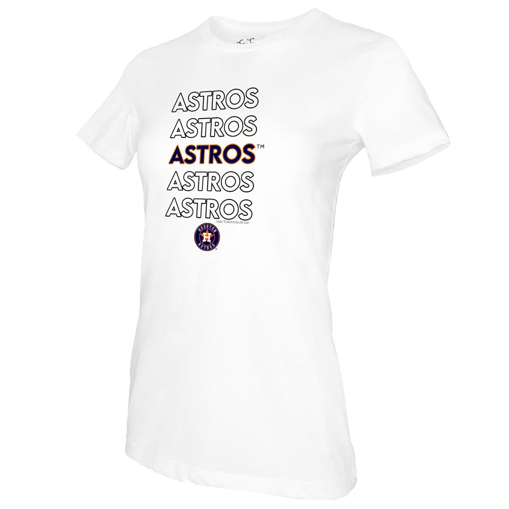 Houston Astros Tiny Turnip Women's Stacked T-Shirt - White T-shirts