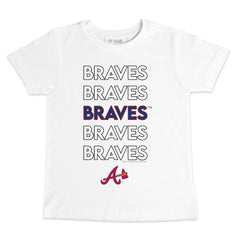 Atlanta Braves Tiny Turnip Youth Stacked T-Shirt - White T-shirts