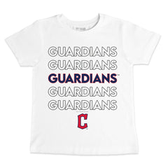 Cleveland Guardians Tiny Turnip Youth Stacked T-Shirt - White T-shirts