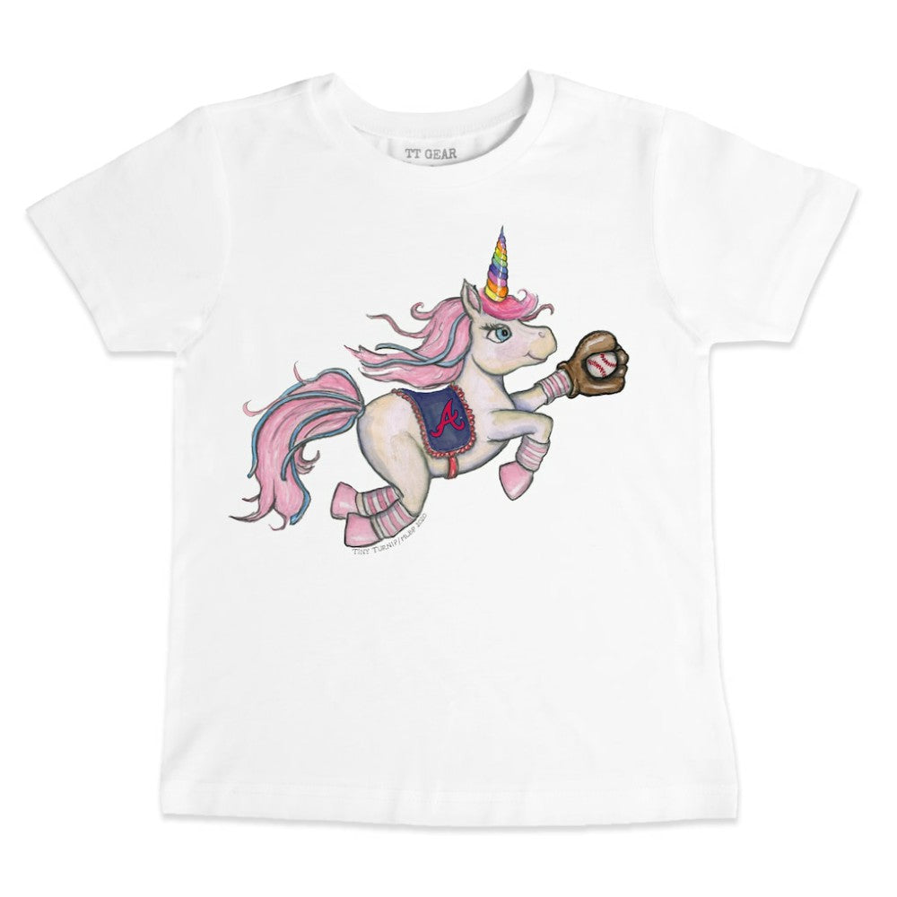 Atlanta Braves Tiny Turnip Youth Unicorn T-Shirt - White T-shirts