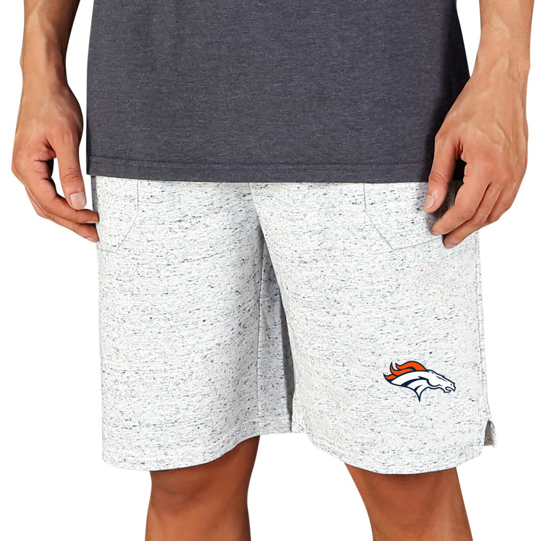 Denver Broncos Concepts Sport Throttle Knit Jam Shorts - White/Charcoal Shorts