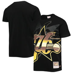 Philadelphia 76ers Big & Tall Hardwood Classics Big Face 4.0 T-Shirt Black - Mitchell & Ness