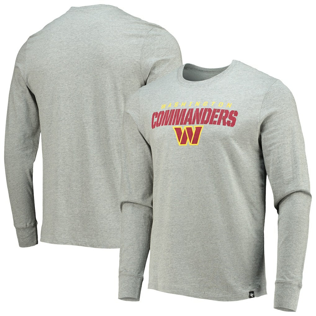 Washington Commanders '47 Traction Super Rival Long Sleeve T-Shirt - Heathered Gray T-shirts