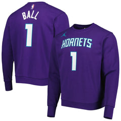 LaMelo Ball Charlotte Hornets Jordan Brand Statement Name & Number Pullover Sweatshirt Purple outlet