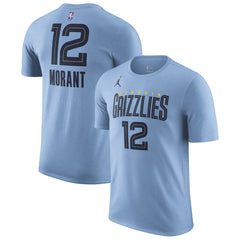 Ja Morant Memphis Grizzlies Jordan Brand 2022/23 Statement Edition Name & Number T-Shirt Light Blue