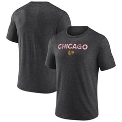 Chicago Blackhawks Wraparound Tri-Blend T-Shirt - Charcoal | US 4773190