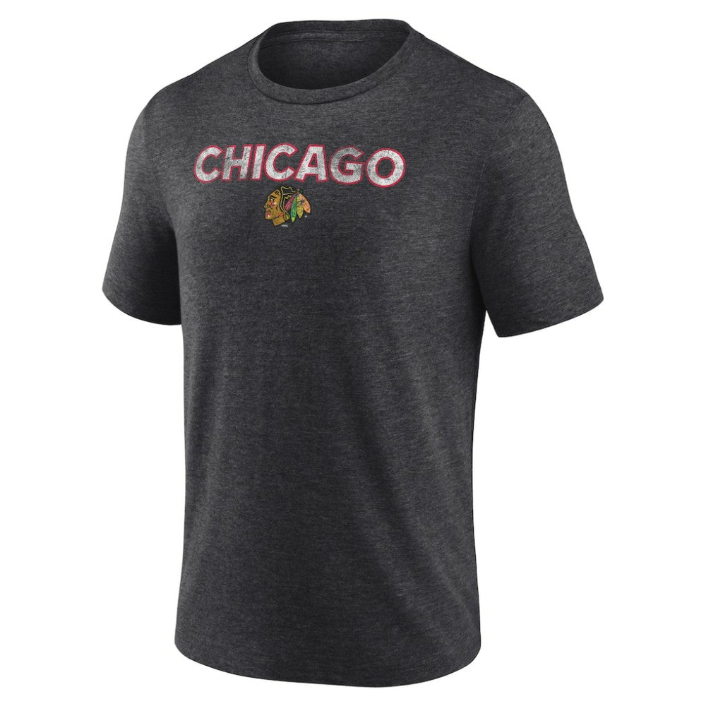 Chicago Blackhawks Wraparound Tri-Blend T-Shirt - Charcoal | US 4773190