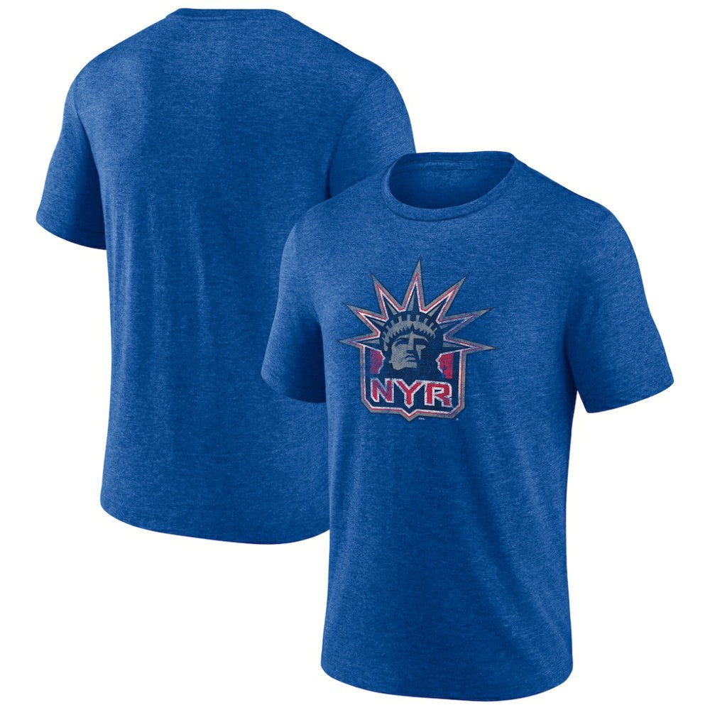 New York Rangers Wraparound Tri-Blend T-Shirt - Blue | US 4773203