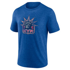 New York Rangers Wraparound Tri-Blend T-Shirt - Blue | US 4773203