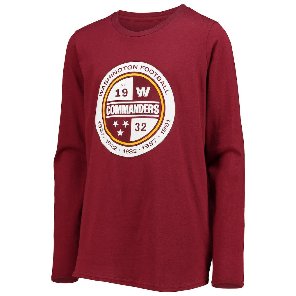 Washington Commanders Youth Secondary Logo Long Sleeve T-Shirt - Burgundy T-shirts