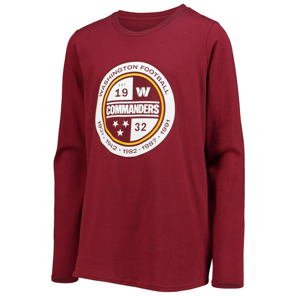 Washington Commanders Youth Secondary Logo Long Sleeve T-Shirt - Burgundy T-shirts