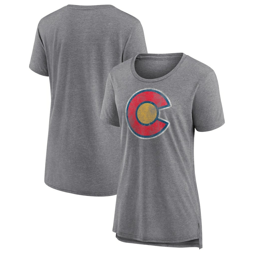 Colorado Avalanche Women's Slow Whistle Tri-Blend T-Shirt - Gray | US 4773836