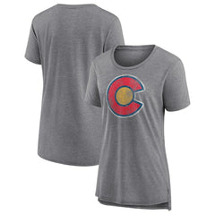 Colorado Avalanche Women's Slow Whistle Tri-Blend T-Shirt - Gray | US 4773836