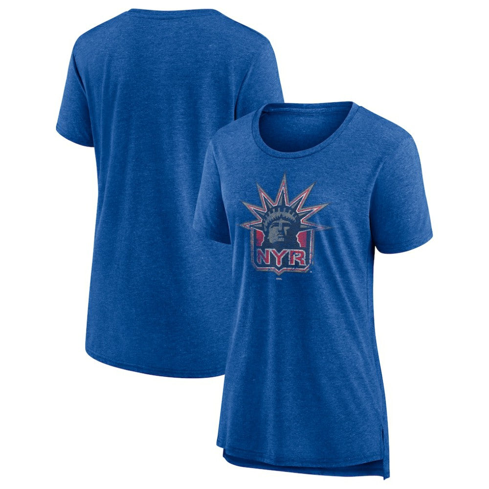 New York Rangers Women's Slow Whistle Tri-Blend T-Shirt - Blue | US 4773846