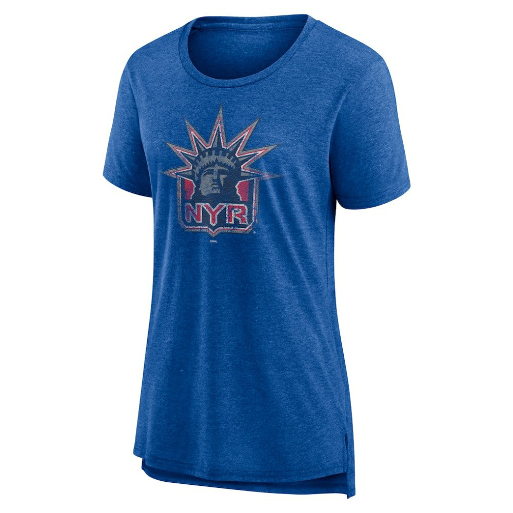 New York Rangers Women's Slow Whistle Tri-Blend T-Shirt - Blue | US 4773846