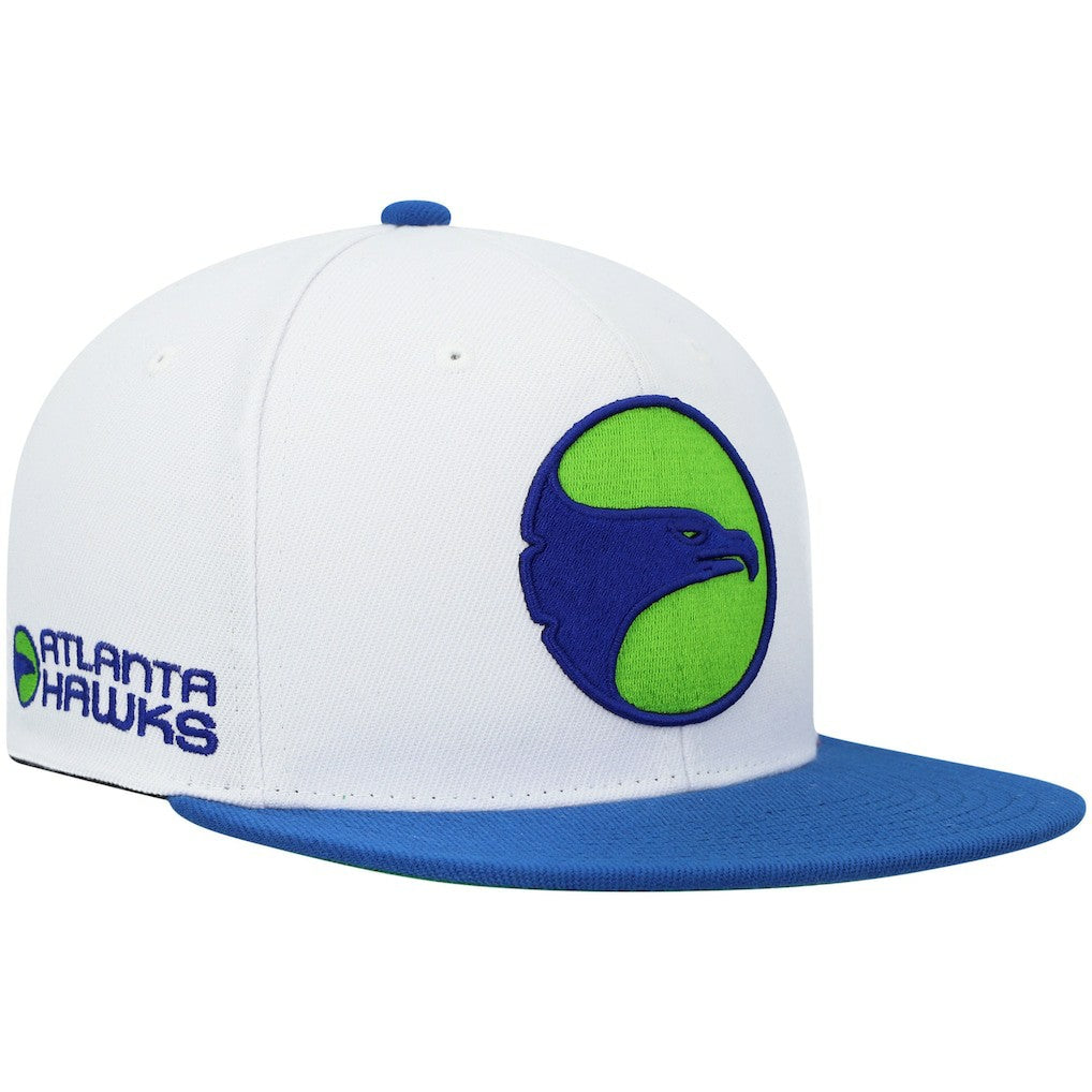 Atlanta Hawks Hardwood Classics Snapback Hat White/Royal - Mitchell & Ness