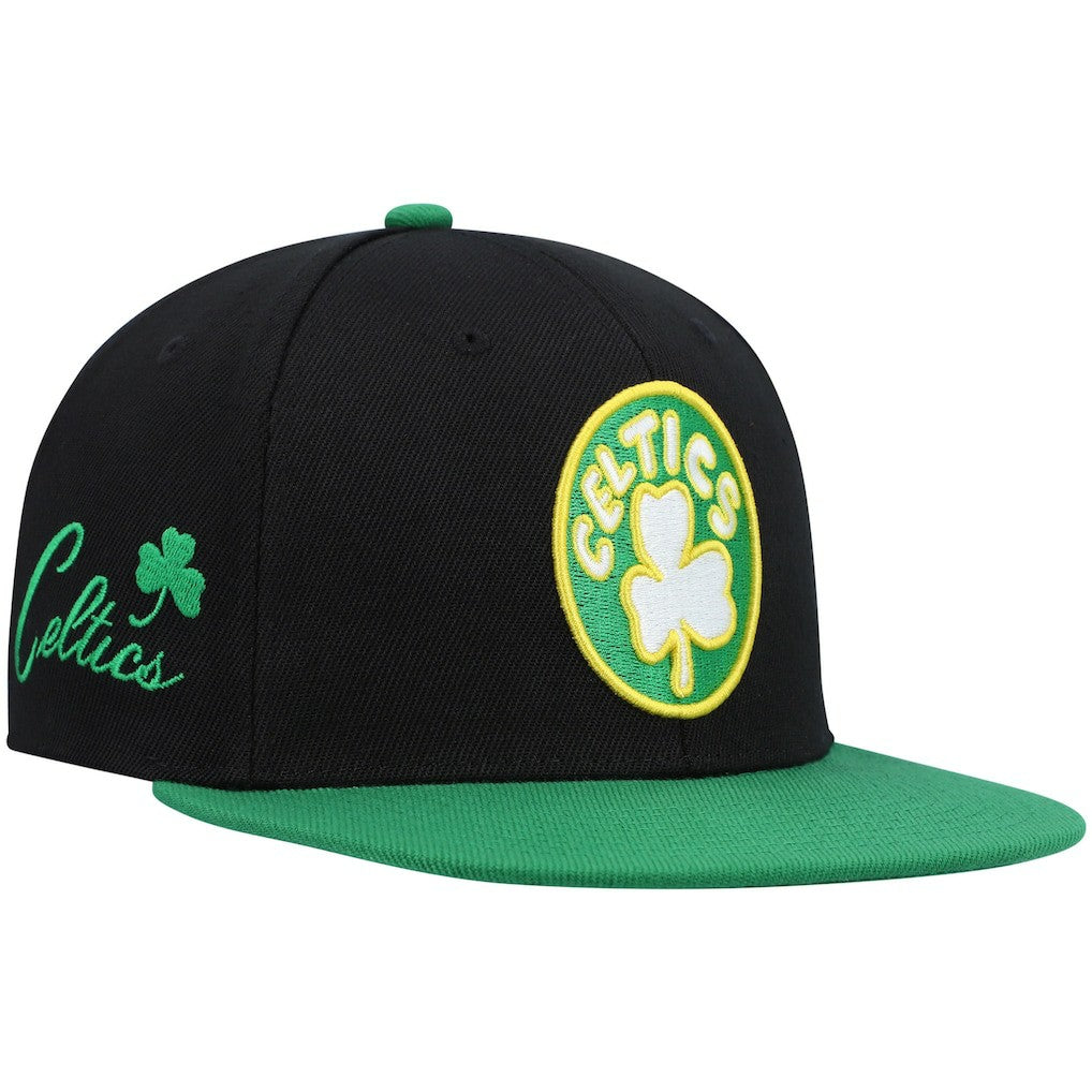 Boston Celtics Hardwood Classics Snapback Hat Black/Kelly Green - Mitchell & Ness