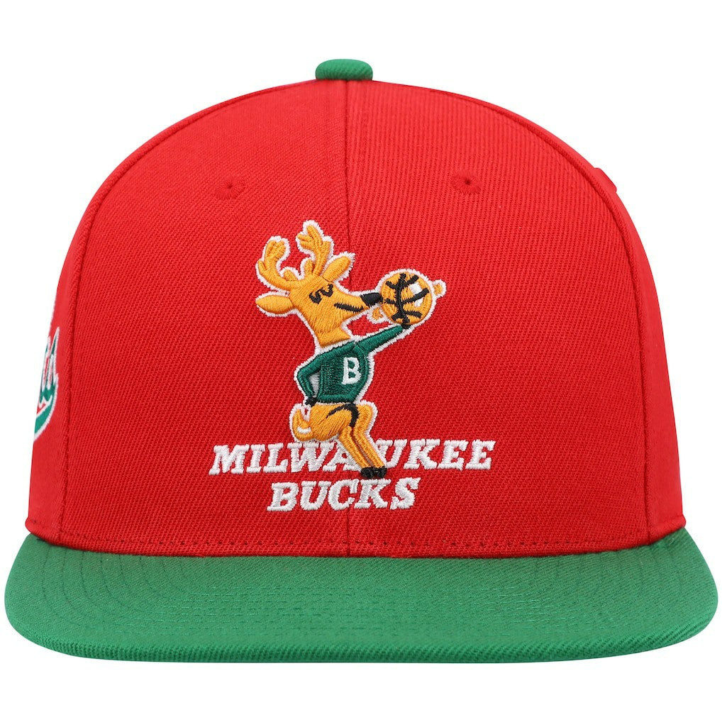Milwaukee Bucks Hardwood Classics Snapback Hat Red/Green - Mitchell & Ness outlet