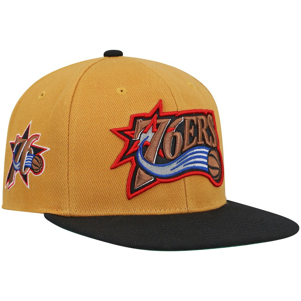 Philadelphia 76ers Hardwood Classics Snapback Hat Gold/Black - Mitchell & Ness