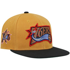 Philadelphia 76ers Hardwood Classics Snapback Hat Gold/Black - Mitchell & Ness