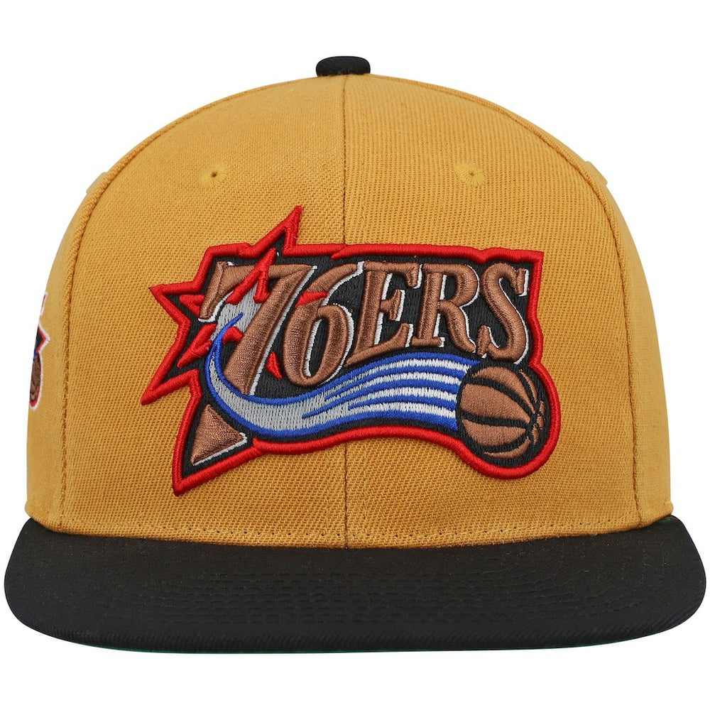 Philadelphia 76ers Hardwood Classics Snapback Hat Gold/Black - Mitchell & Ness