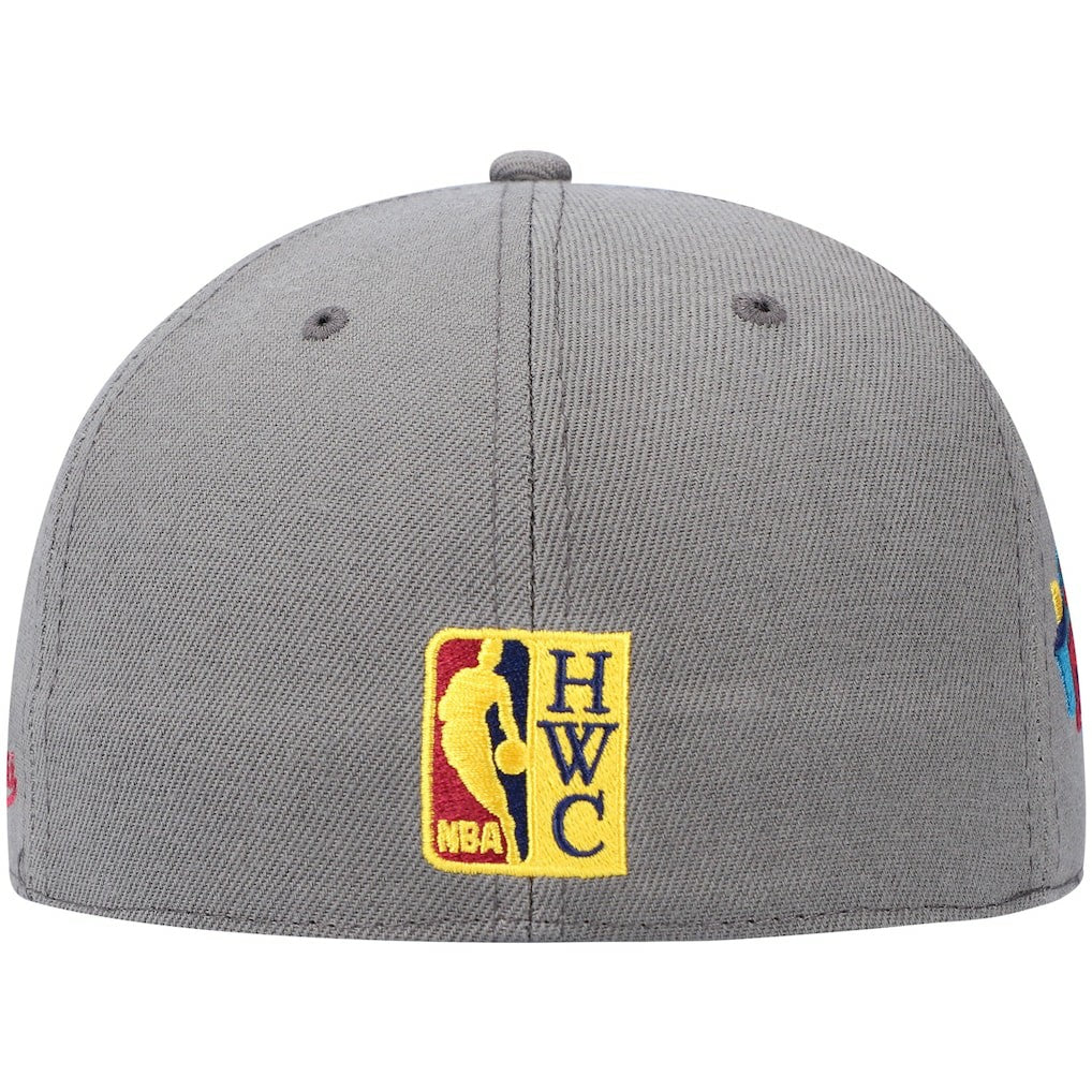 Philadelphia 76ers Hardwood Classics 60th Anniversary Carbon Cabernet Fitted Hat Charcoal - Mitchell & Ness