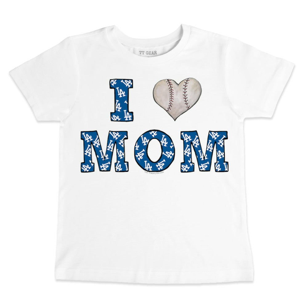 Los Angeles Dodgers Tiny Turnip Youth Heart Mom T-Shirt - White T-shirts
