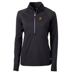 Pittsburgh Pirates Cutter & Buck Women's Adapt Eco Knit Stretch Half-Zip Pullover Top - Black Pullover