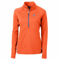 Houston Astros Cutter & Buck Women's Adapt Eco Knit Stretch Half-Zip Pullover Top - Orange Pullover
