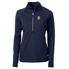 Detroit Tigers Cutter & Buck Women's Adapt Eco Knit Stretch Half-Zip Pullover Top - Navy Pullover