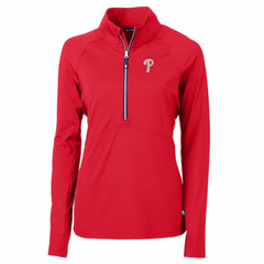 Philadelphia Phillies Cutter & Buck Women's Adapt Eco Knit Stretch Half-Zip Pullover Top - Red Pullover