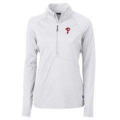 Philadelphia Phillies Cutter & Buck Women's Adapt Eco Knit Stretch Half-Zip Pullover Top - White Pullover