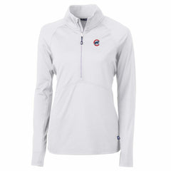 Chicago Cubs Cutter & Buck Women's Adapt Eco Knit Stretch Half-Zip Pullover Top - White Pullover