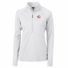 Cincinnati Reds Cutter & Buck Women's Adapt Eco Knit Stretch Half-Zip Pullover Top - White Pullover