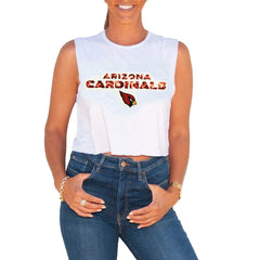 Arizona Cardinals Cuce Women's Sequin Cropped Tank Top - White Tops